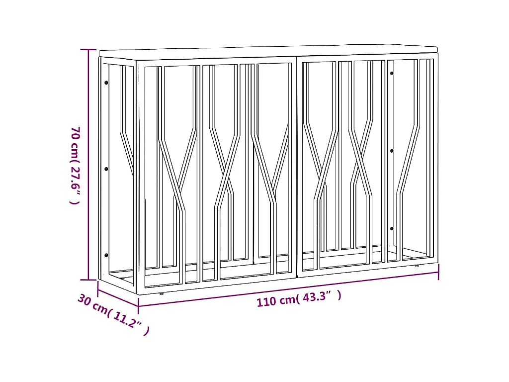 Table console doré acier inoxydable et bois massif récupération