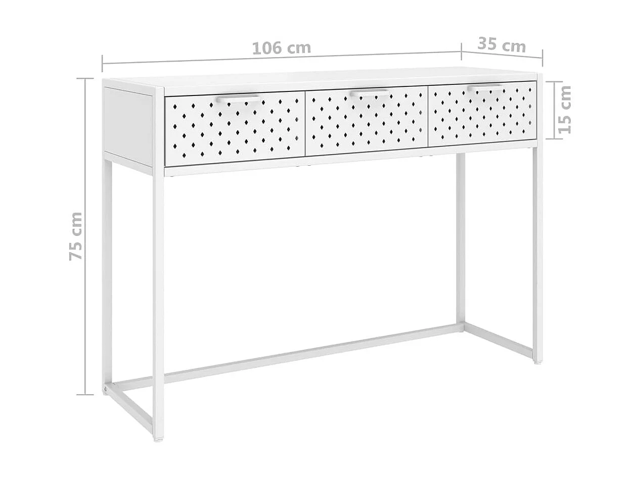 Tavolo Consolle Bianco 106x35x75 cm in Acciaio