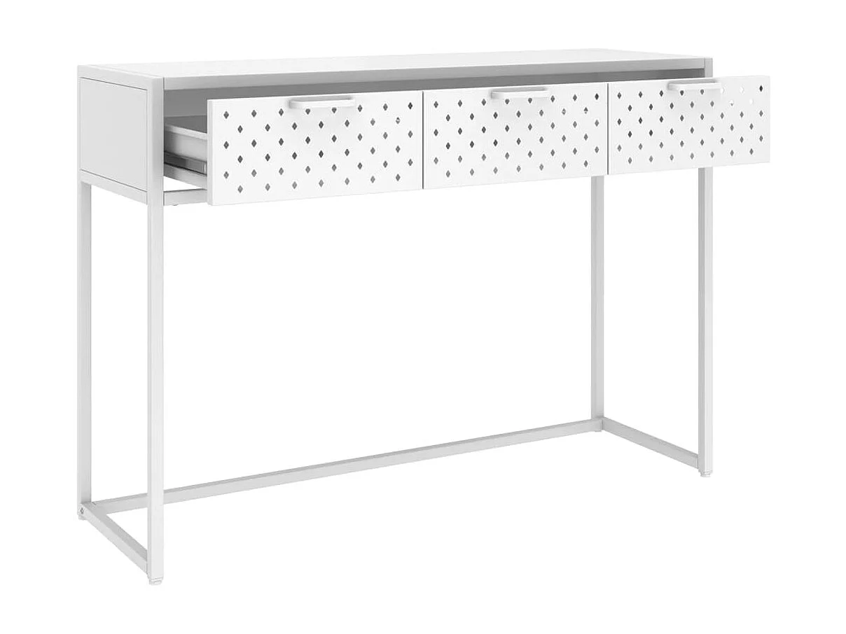Tavolo Consolle Bianco 106x35x75 cm in Acciaio