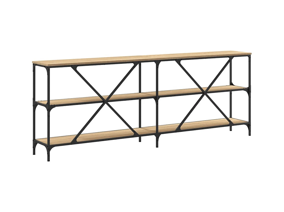 Table console chêne sonoma 200x30x75cm bois d'ingénierie et fer