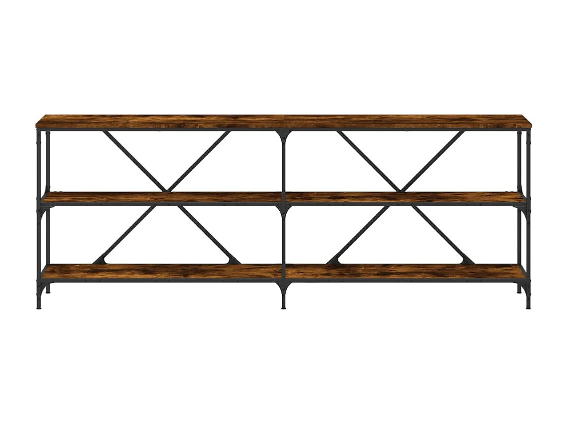 Mesa consola 200x30x75 cm deriv. madeira/ferro carvalho fumado