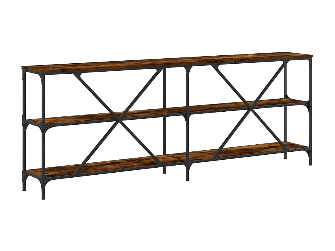 Mesa consola 200x30x75 cm deriv. madeira/ferro carvalho fumado