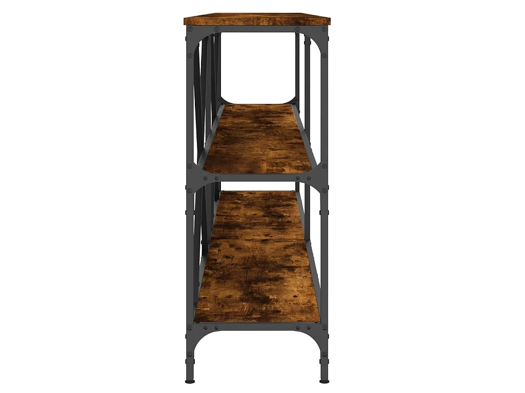 Table console chêne fumé 200x30x75 cm bois d'ingénierie et fer
