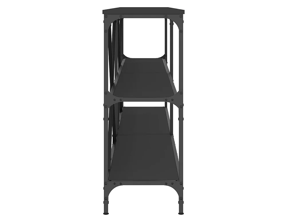 Tavolino Consolle Nero 200x30x75 cm Legno Multistrato e Ferro
