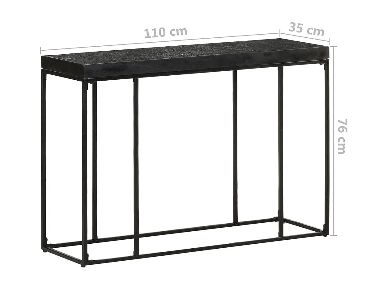 Tavolo Consolle Nero 110x35x76 cm Massello di Acacia e Mango