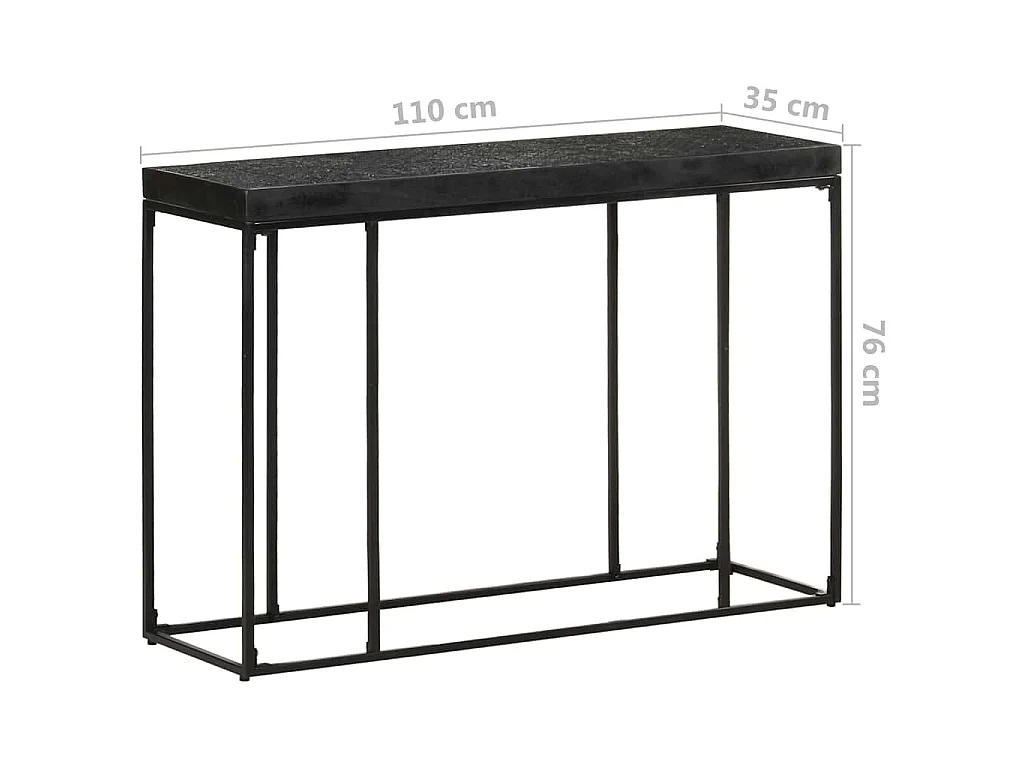 Tavolo Consolle Nero 110x35x76 cm Massello di Acacia e Mango