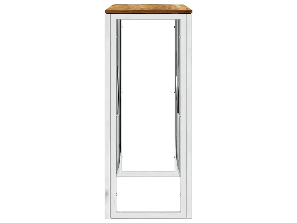 Wandtafel roestvrij staal en massief acaciahout zilverkleurig