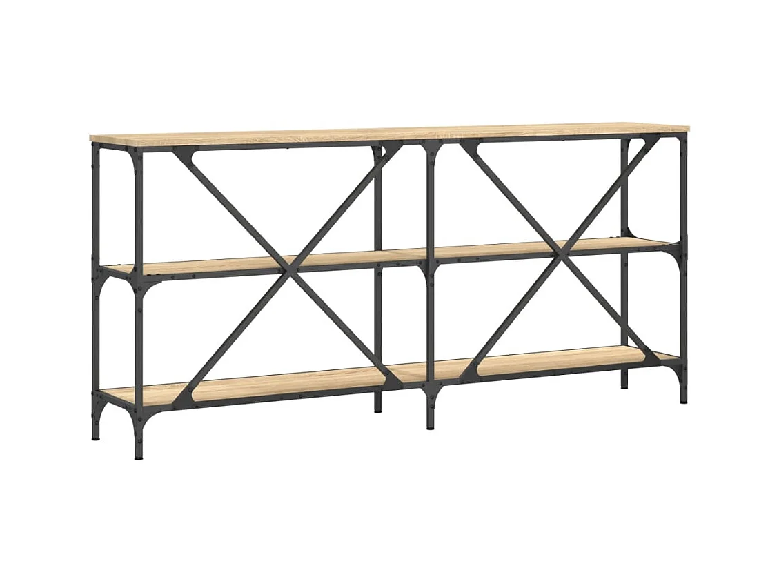 Table console chêne sonoma 160x30x75cm bois d'ingénierie et fer