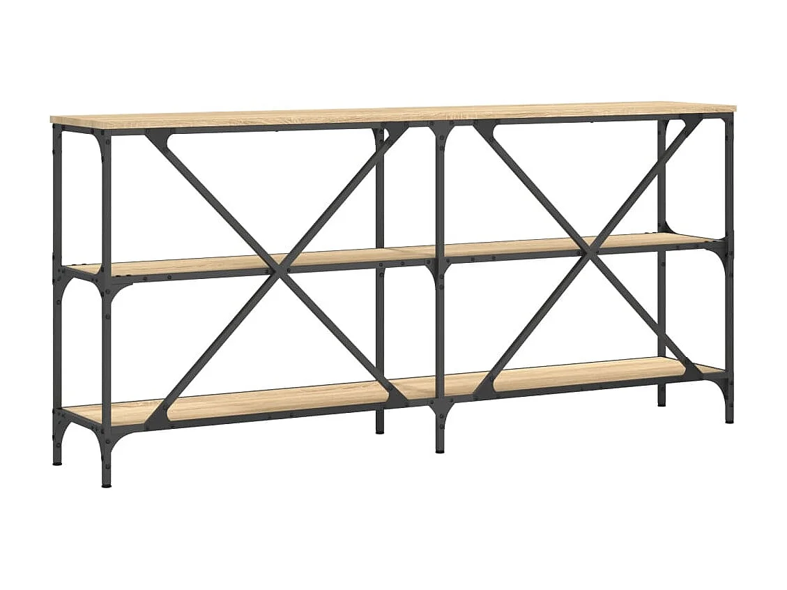 Table console chêne sonoma 160x30x75cm bois d'ingénierie et fer