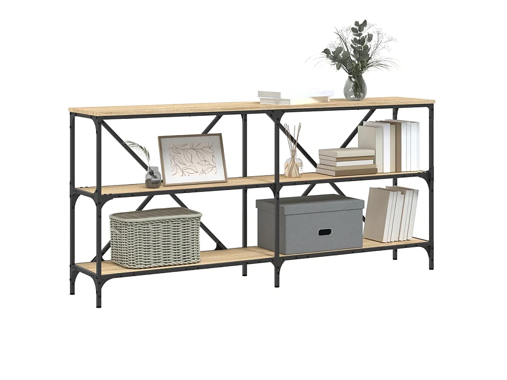 Tavolo Consolle Rovere Sonoma 160x30x75 cm Multistrato e Ferro