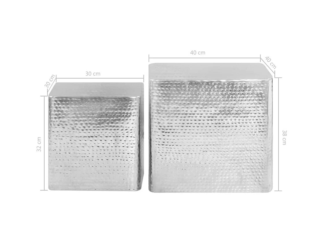 Tables basses 2 pcs Argenté Aluminium