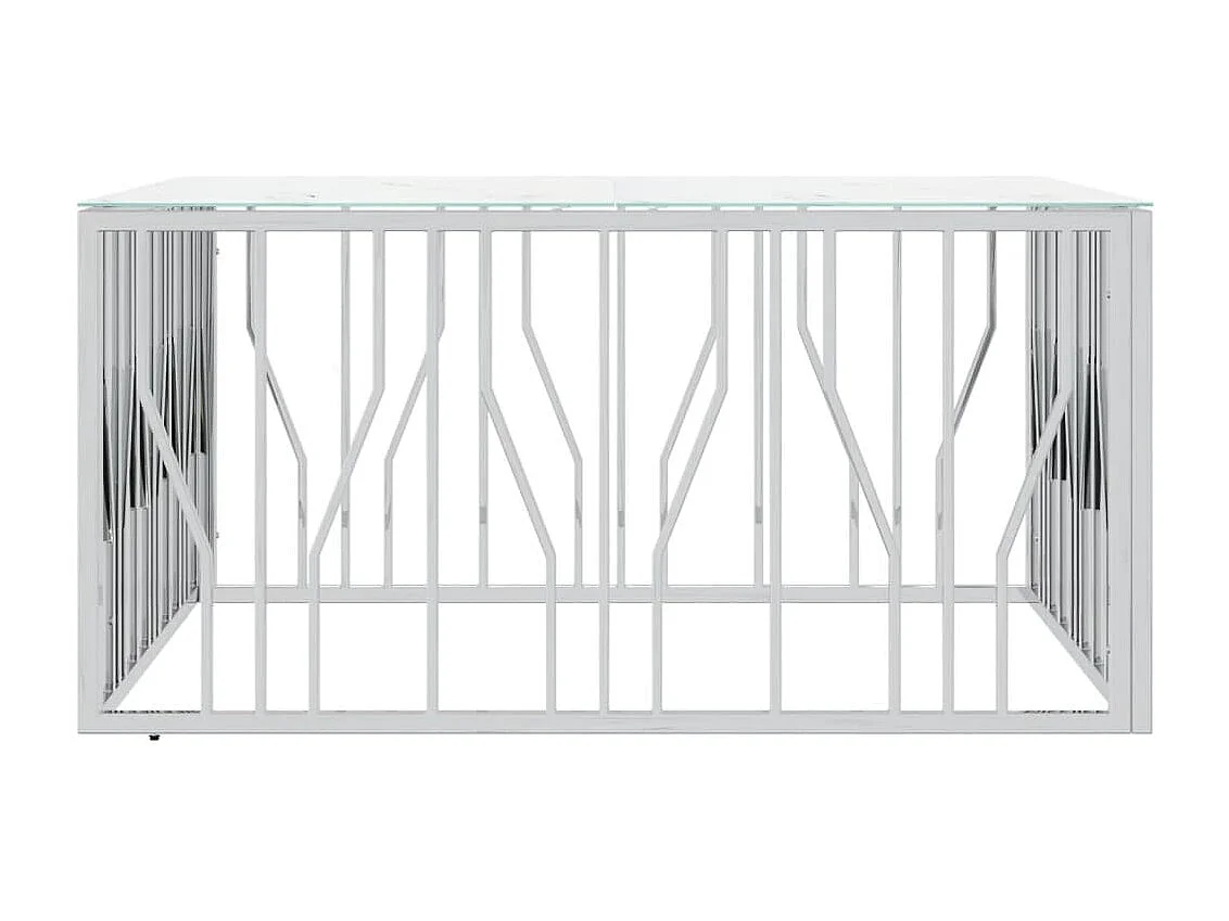 Salontafel 100x100x50 cm roestvrij staal en glas zilverkleurig
