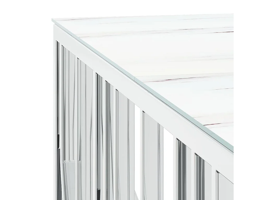 Table basse argenté 100x100x50 cm acier inoxydable et verre