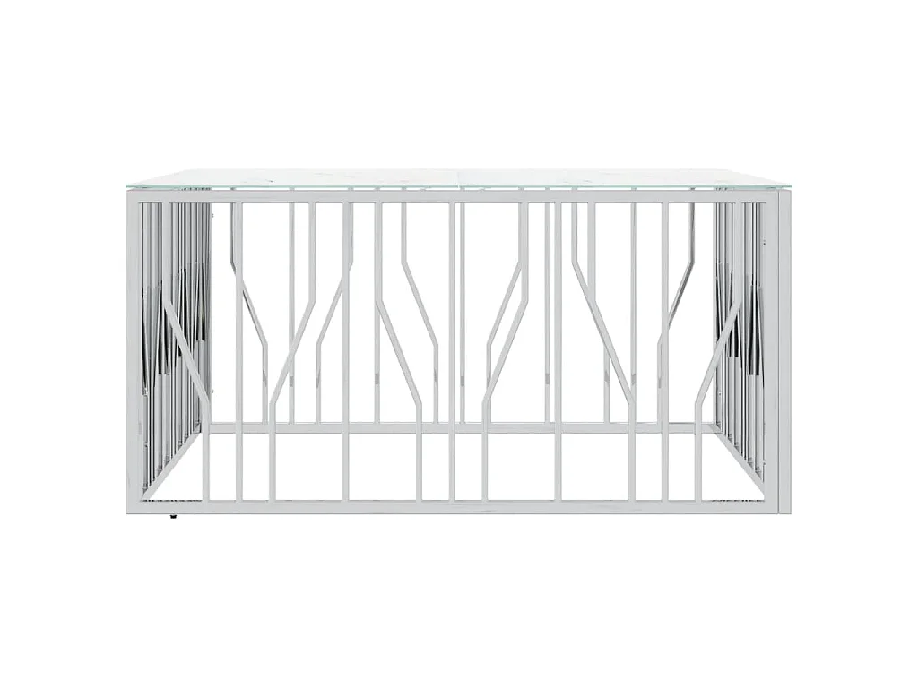 Table basse argenté 100x100x50 cm acier inoxydable et verre