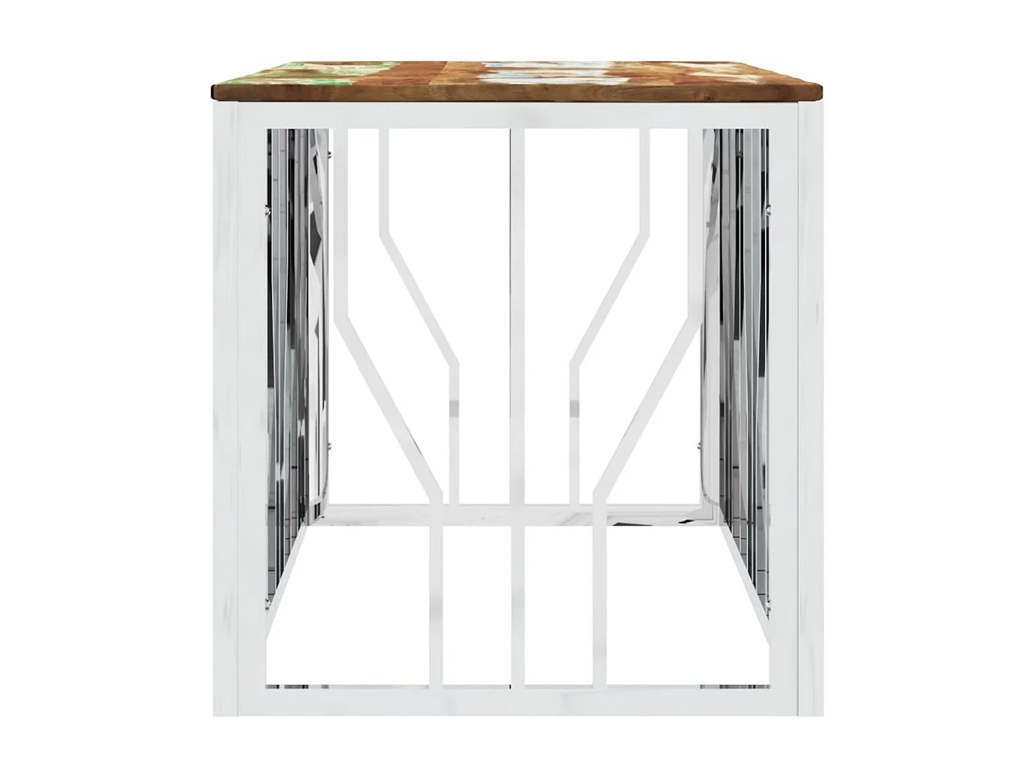 Salontafel roestvrij staal en massief gerecycled hout zilver