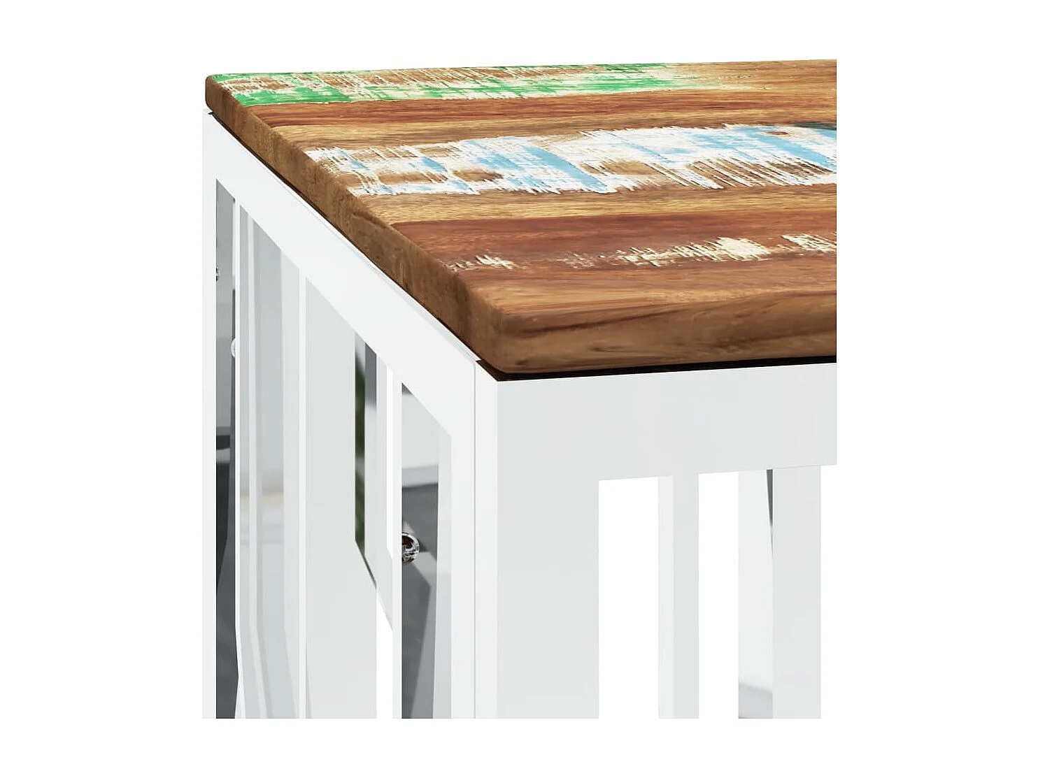 Salontafel roestvrij staal en massief gerecycled hout zilver