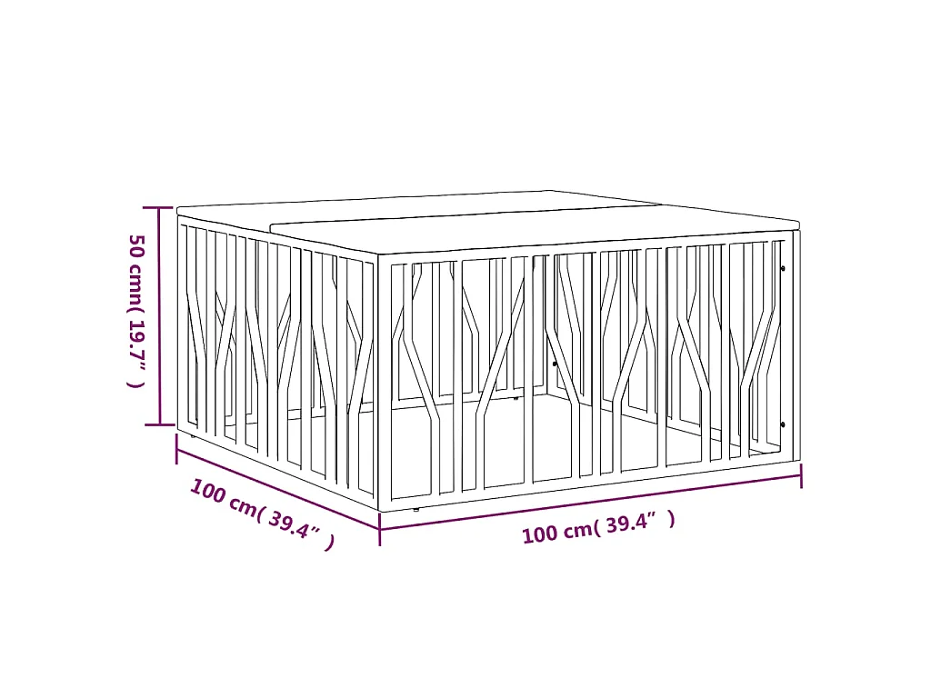 Table basse argenté acier inoxydable et bois massif d'acacia