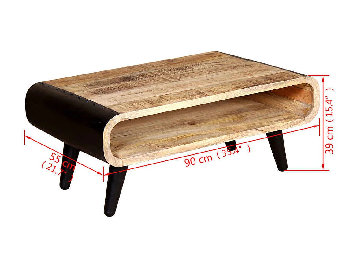 Table basse Bois de manguier brut 90x55x39 cm