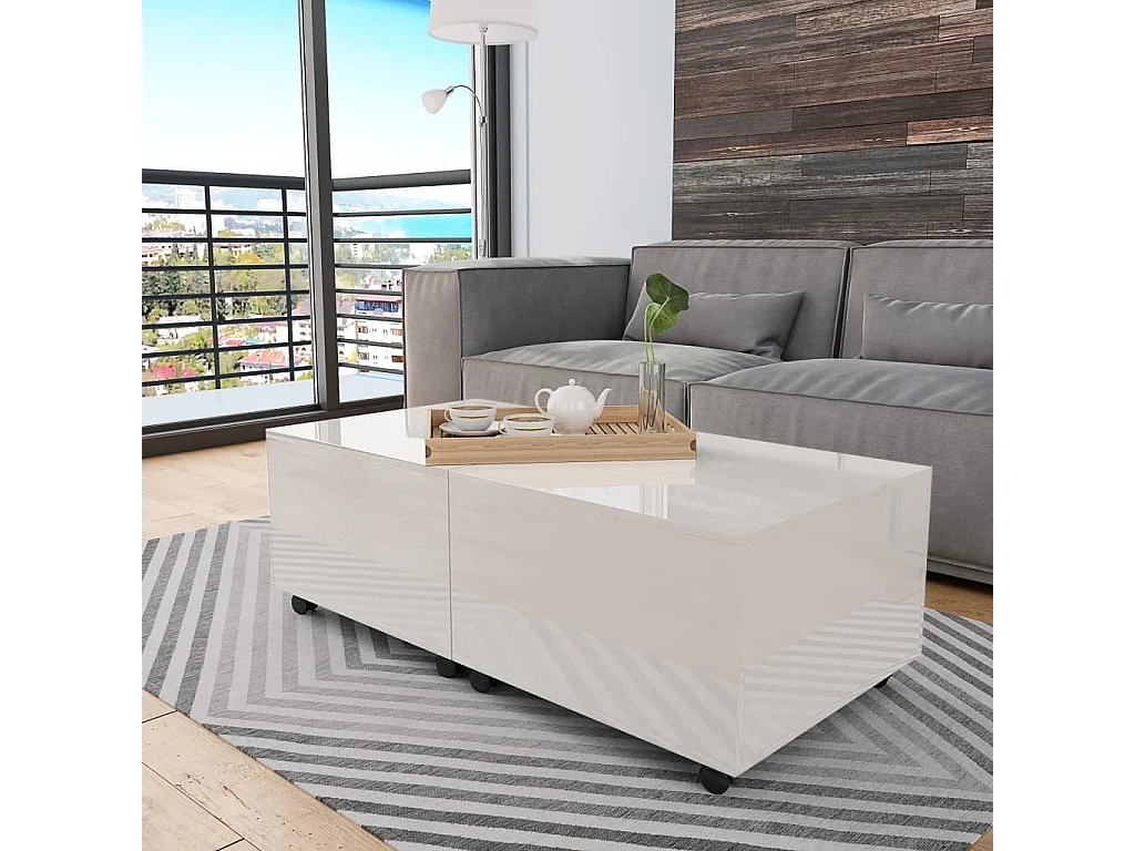 Table basse Blanc brillant 120x60x35 cm