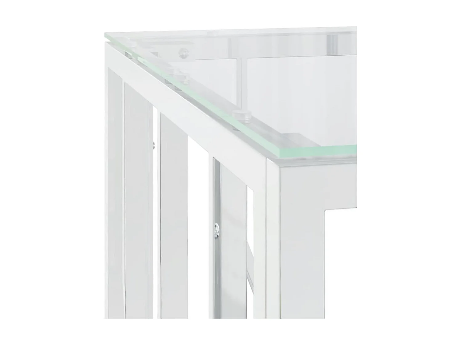 Table basse argenté 50x50x50 cm acier inoxydable et verre