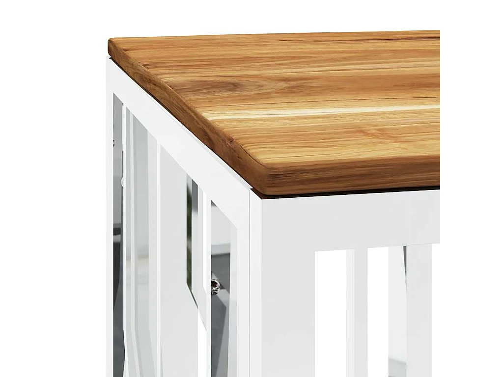 Table basse argenté acier inoxydable et bois massif d'acacia