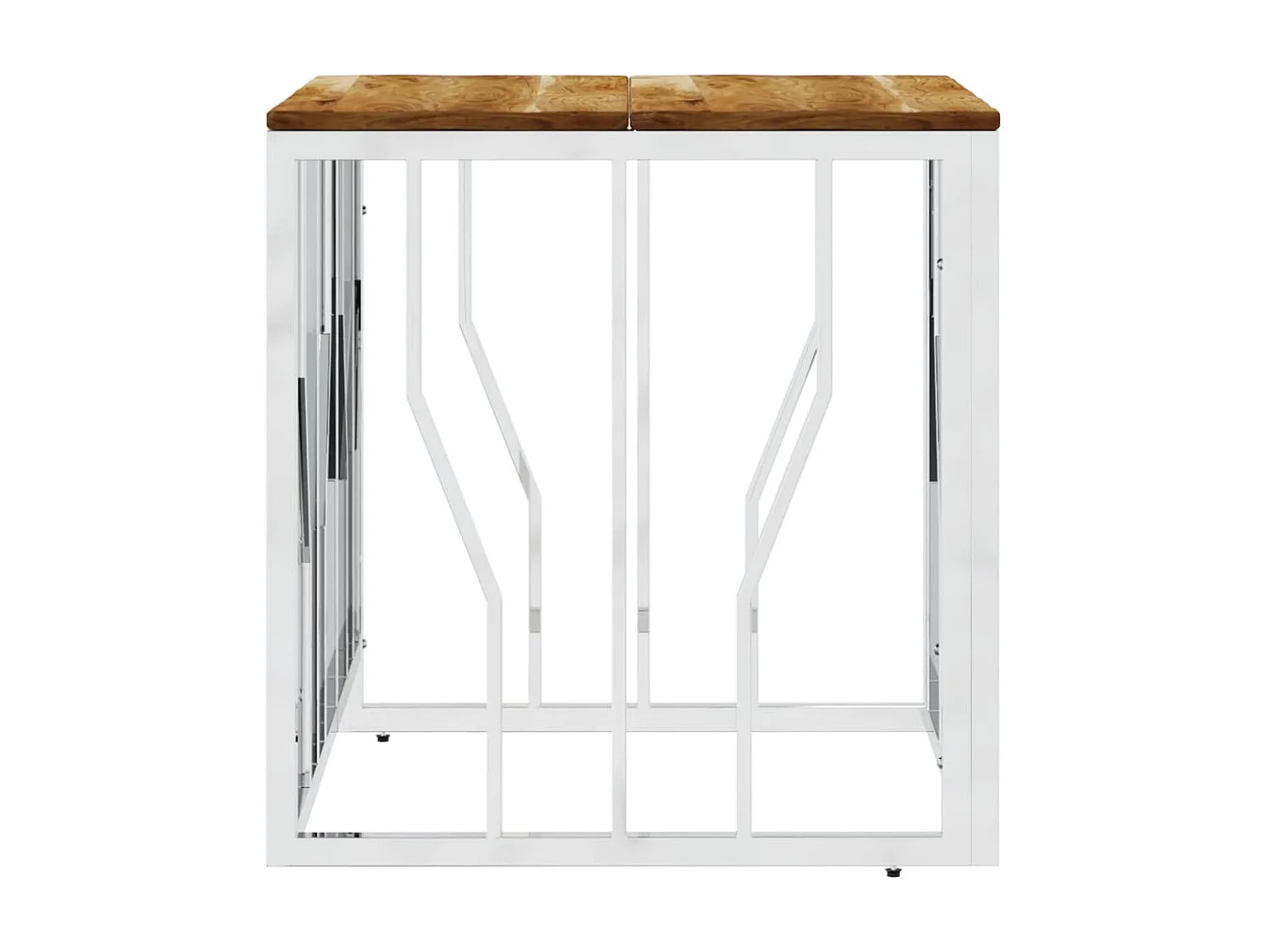 Table basse argenté acier inoxydable et bois massif d'acacia