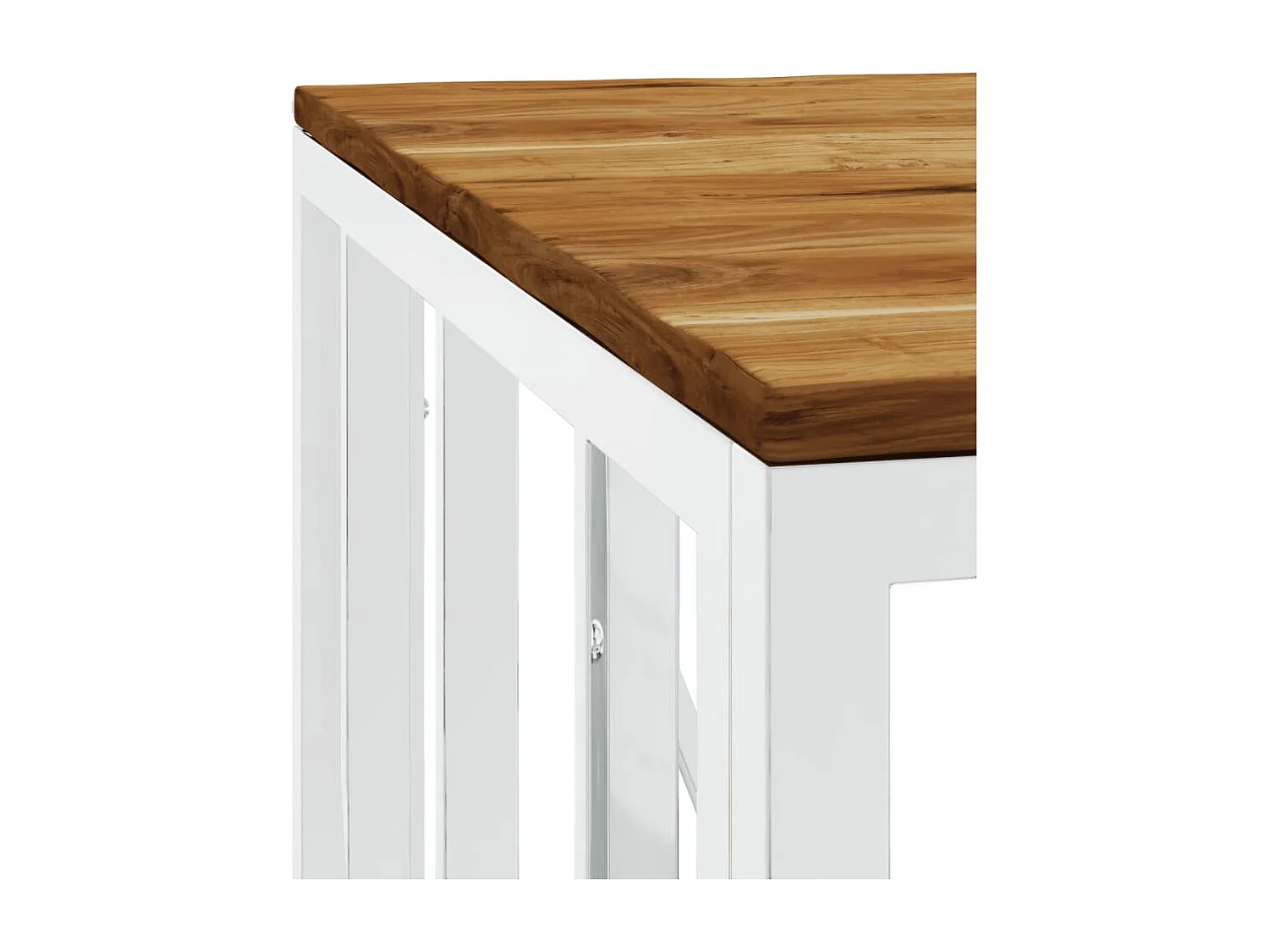 Table basse argenté acier inoxydable et bois massif d'acacia