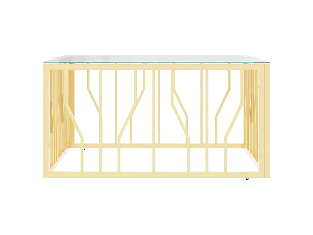 Table basse doré 80x80x40 cm acier inoxydable et verre