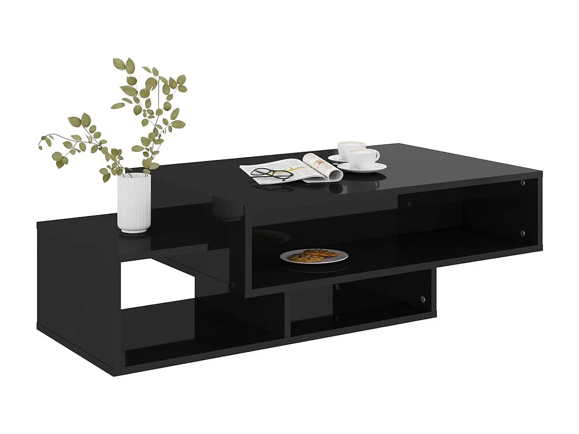 Table basse noir brillant 105x55x32 cm bois d'ingénierie