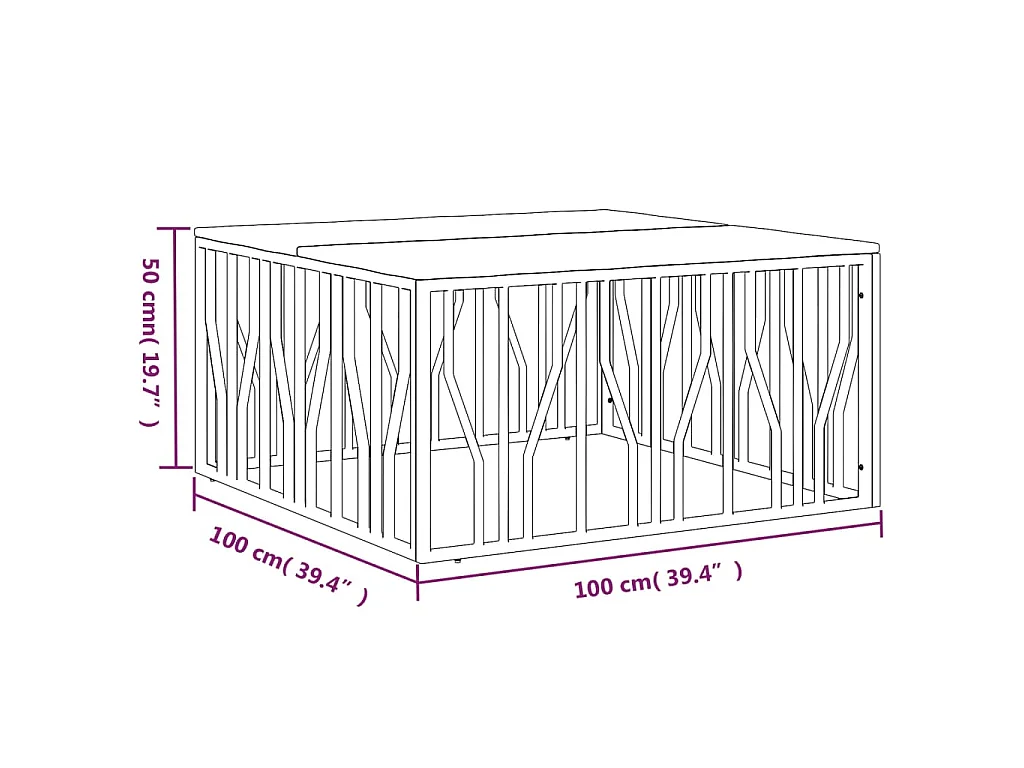 Table basse doré acier inoxydable et bois massif récupération