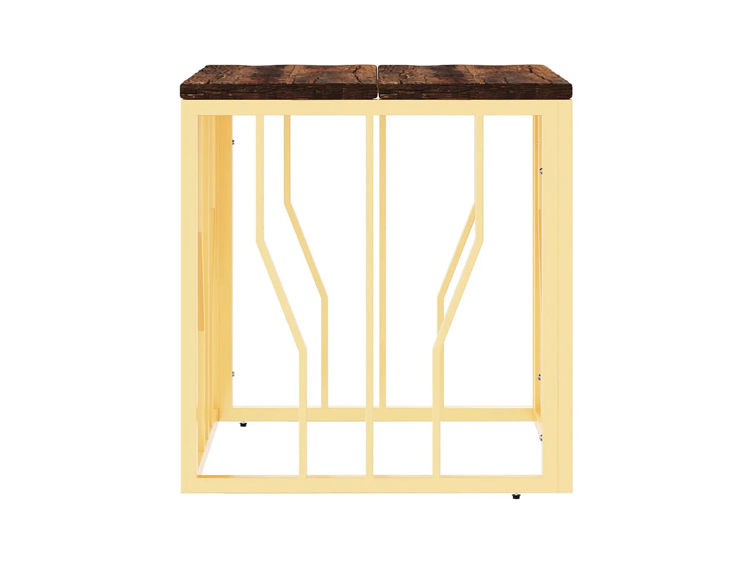 Couchtisch Golden Edelstahl und Altholz Massiv