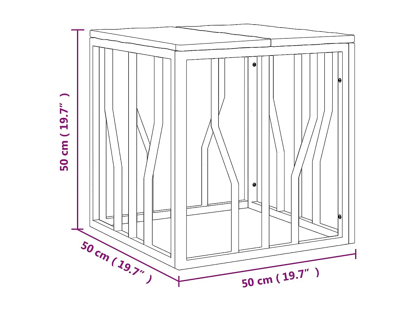 Table basse doré acier inoxydable et bois massif récupération