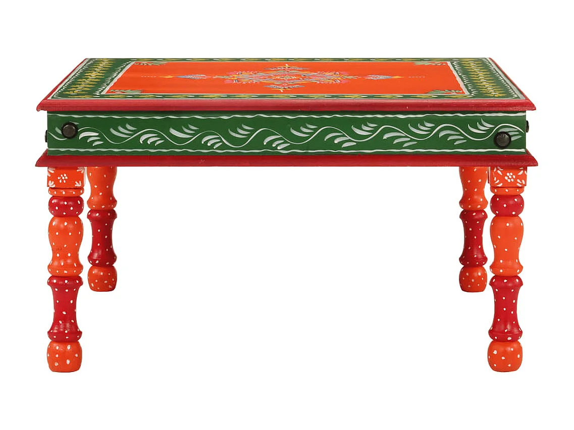 Mesa de centro pintada à mão mangueira maciça laranja