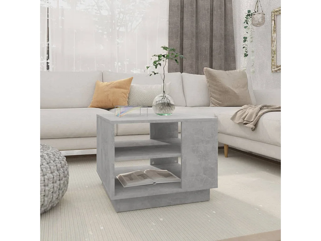Table basse gris béton 55x55x43 cm bois d'ingénierie