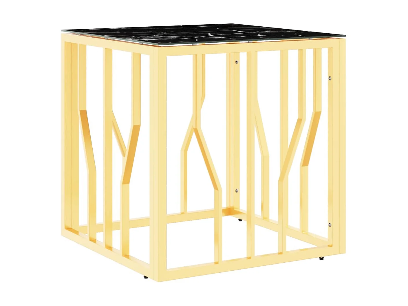 Table basse doré 50x50x50 cm acier inoxydable et verre