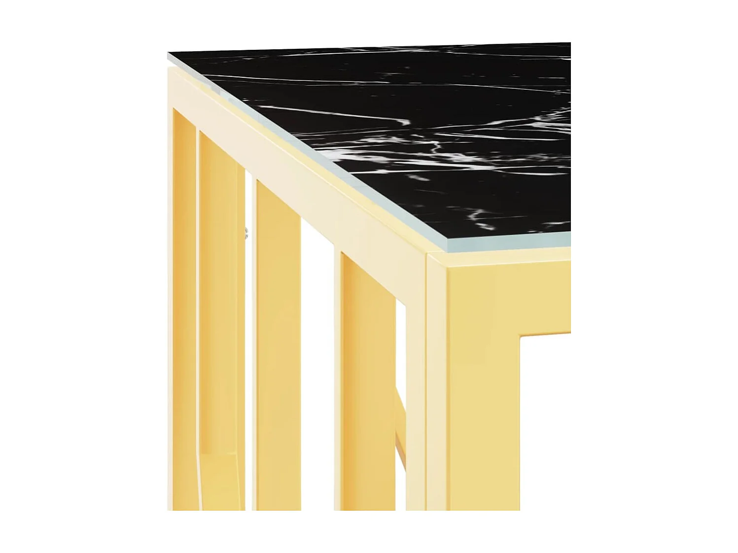 Table basse doré 50x50x50 cm acier inoxydable et verre