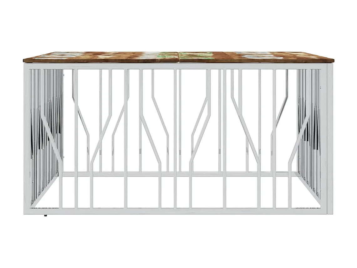 Salontafel roestvrij staal en massief gerecycled hout zilver