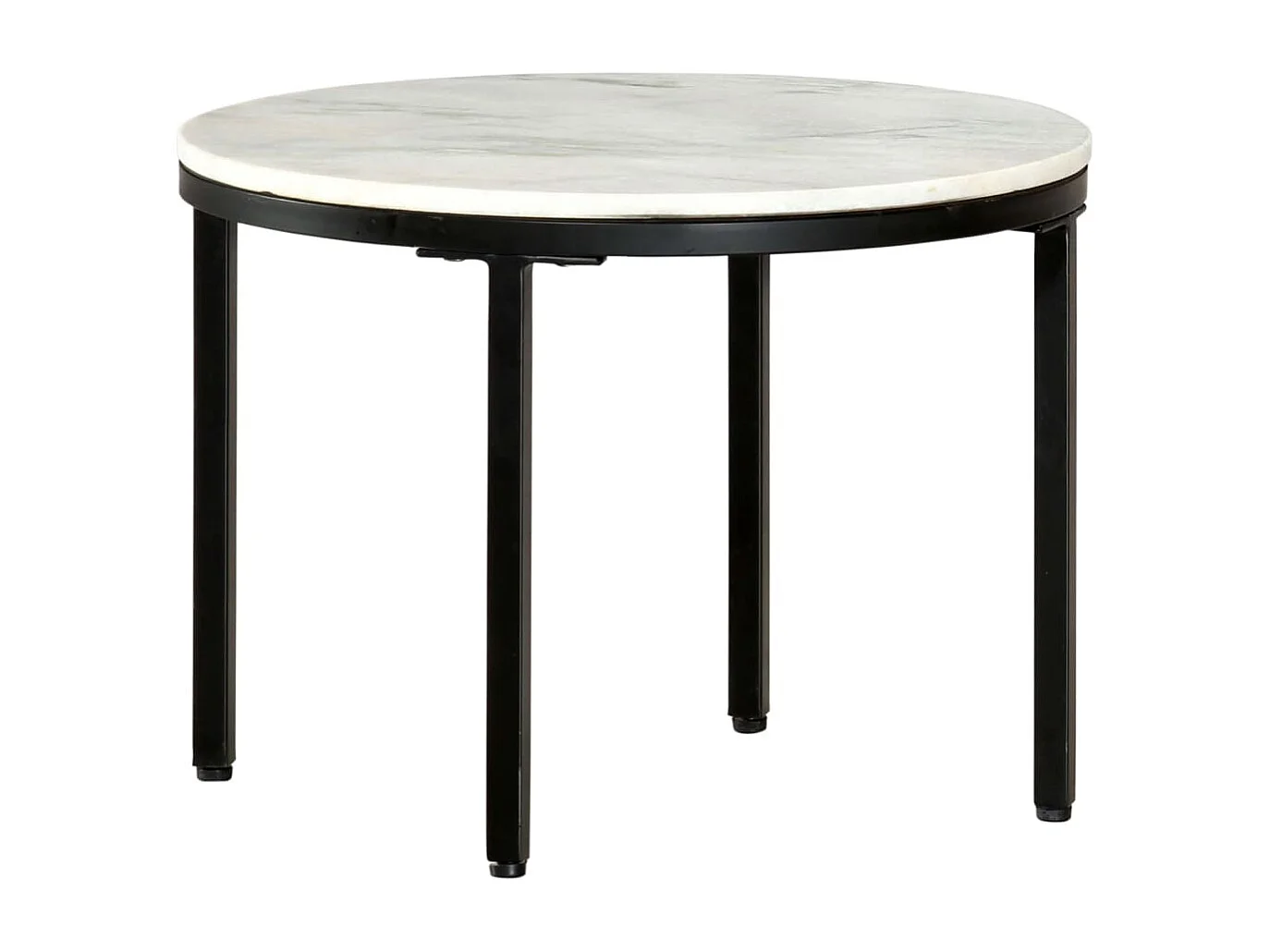 Tavolino da Salotto Bianco e Nero Ø50 cm in Vero Marmo Solido