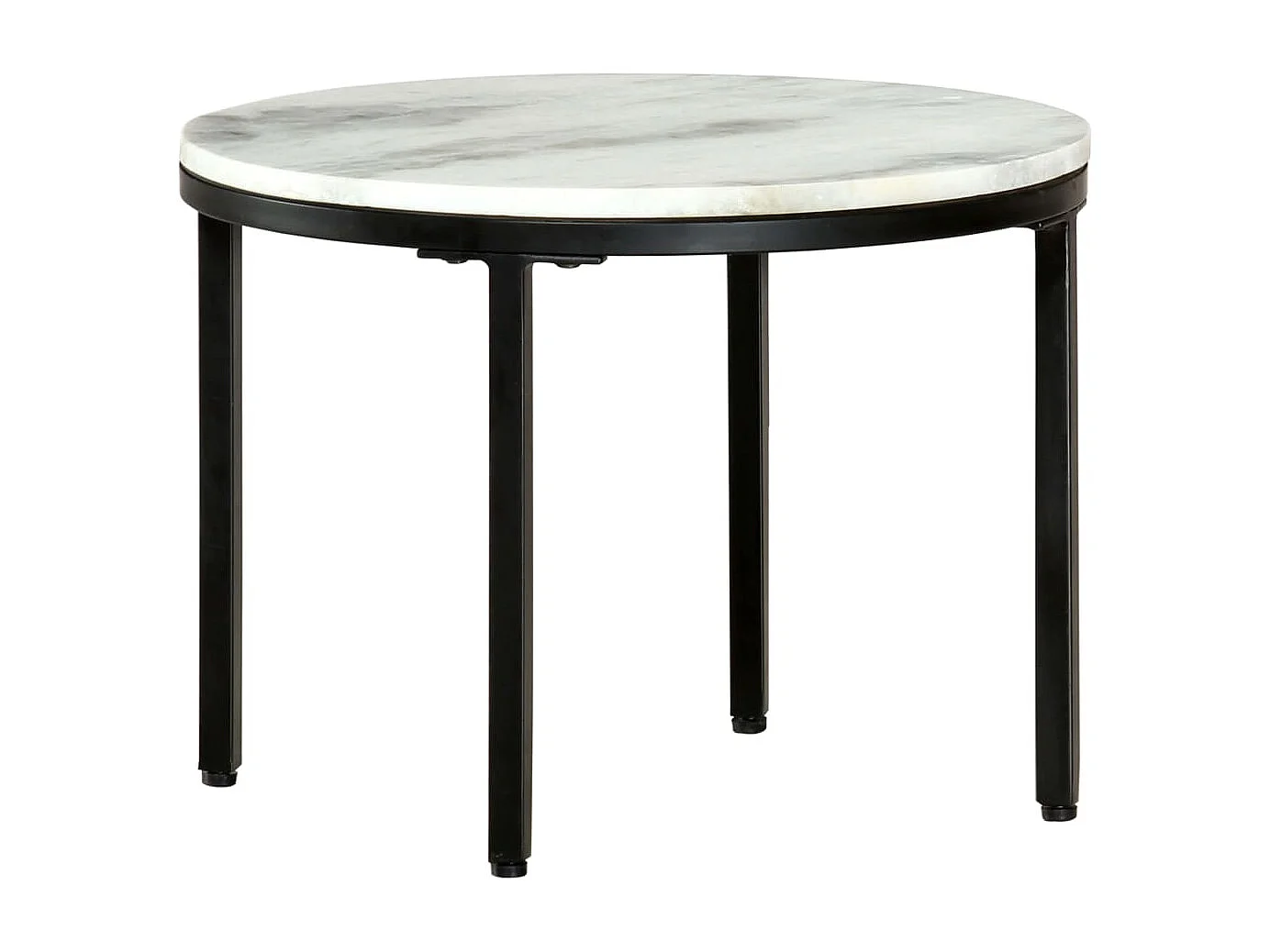 Tavolino da Salotto Bianco e Nero Ø50 cm in Vero Marmo Solido