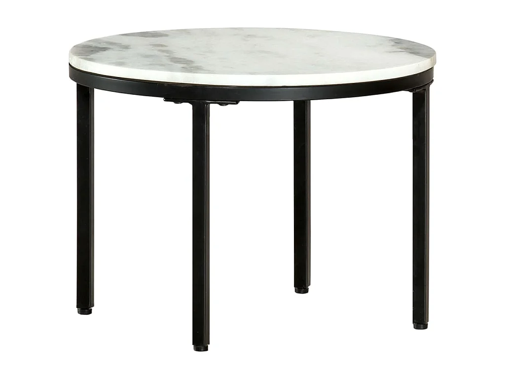 Table basse Blanc et noir Ø50 cm Marbre solide véritable