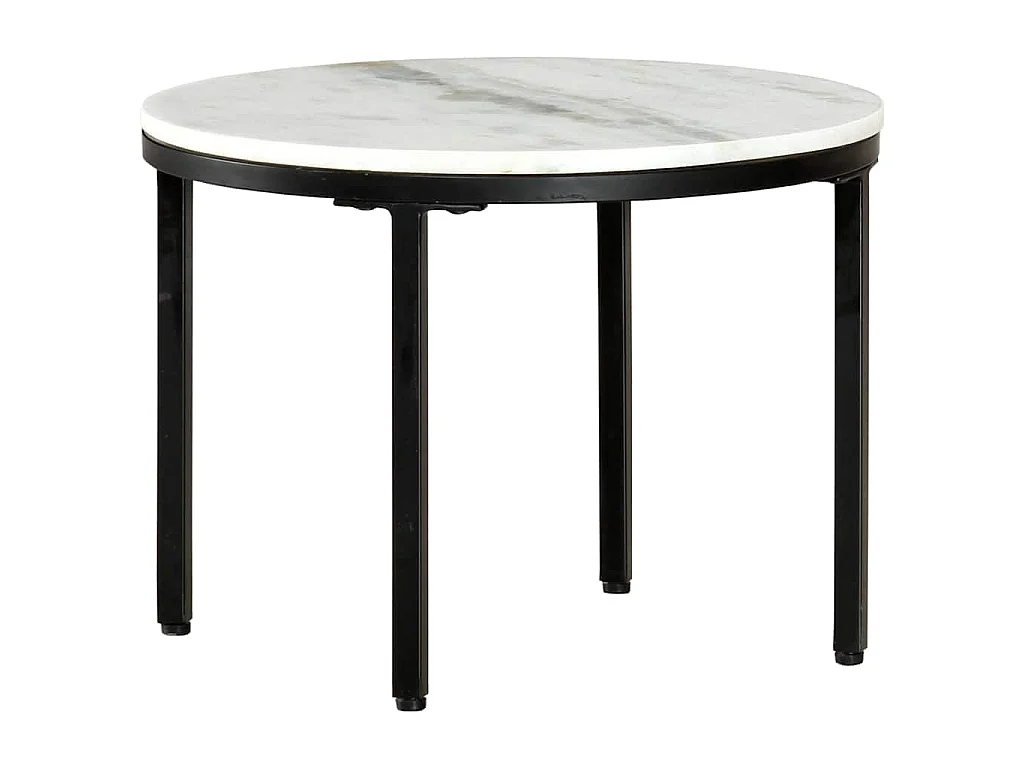 Table basse Blanc et noir Ø50 cm Marbre solide véritable