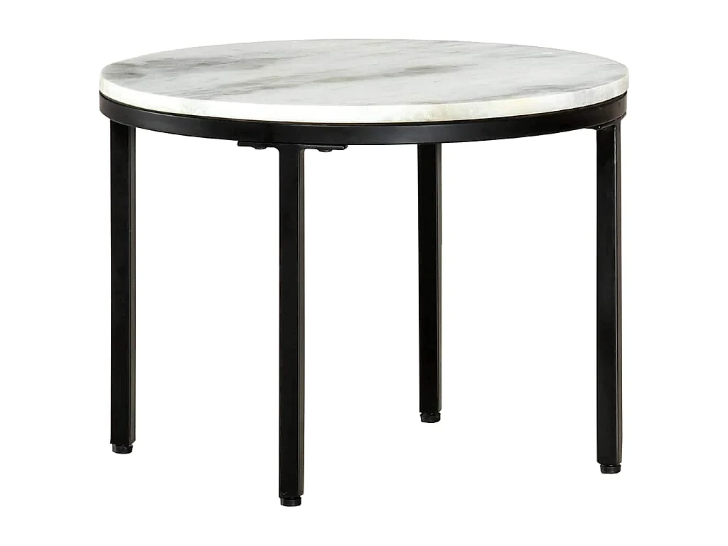 Table basse Blanc et noir Ø50 cm Marbre solide véritable