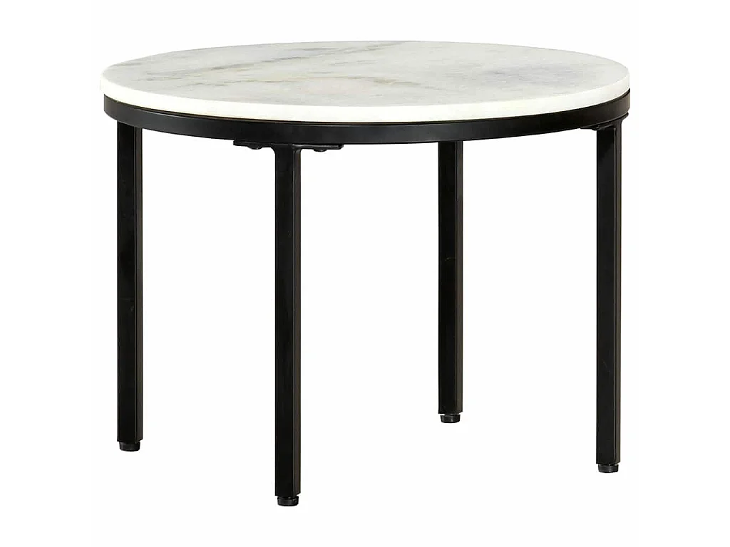 Table basse Blanc et noir Ø50 cm Marbre solide véritable