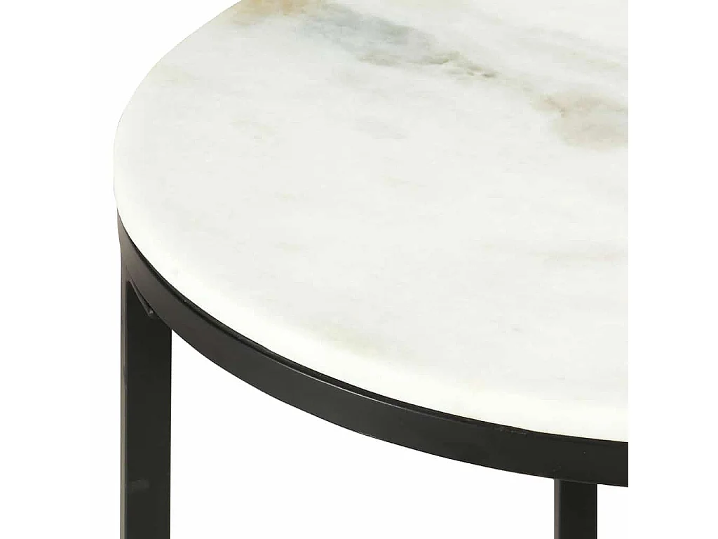 Table basse Blanc et noir Ø50 cm Marbre solide véritable