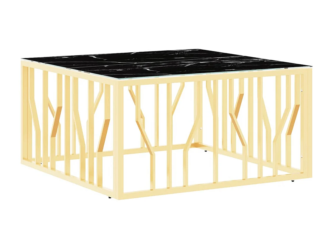 Table basse doré 80x80x40 cm acier inoxydable et verre