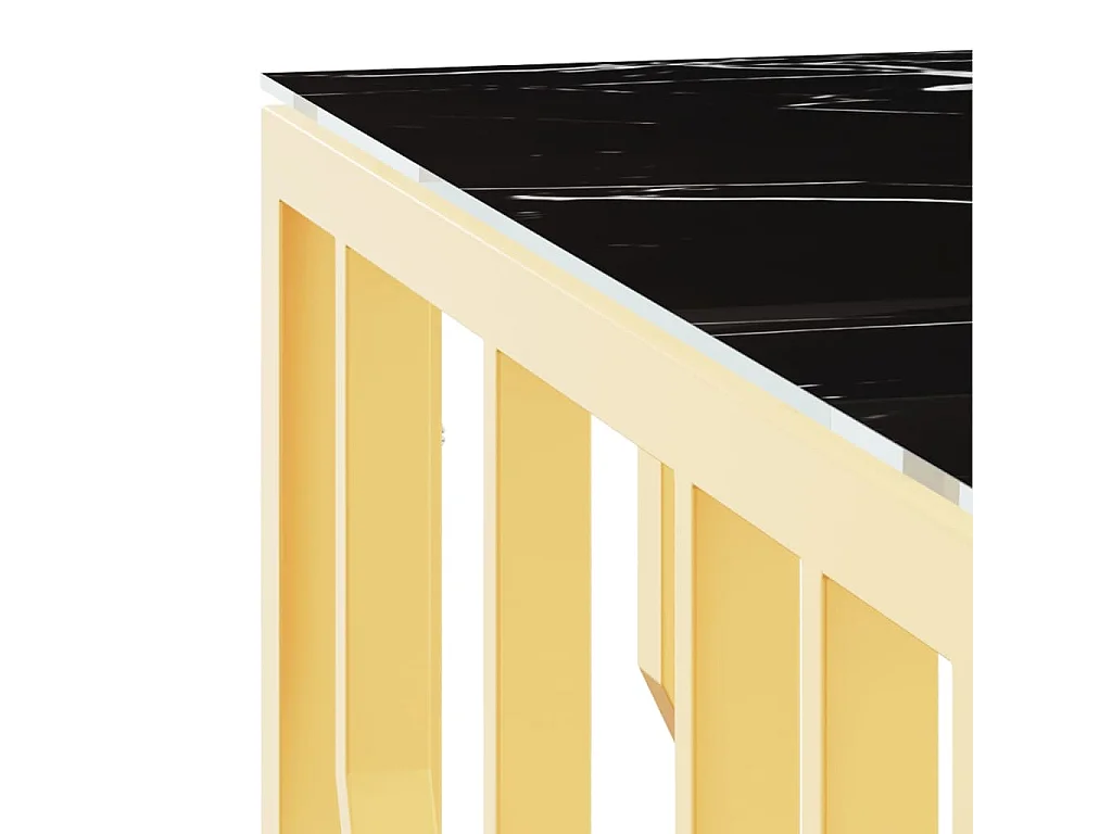 Table basse doré 80x80x40 cm acier inoxydable et verre