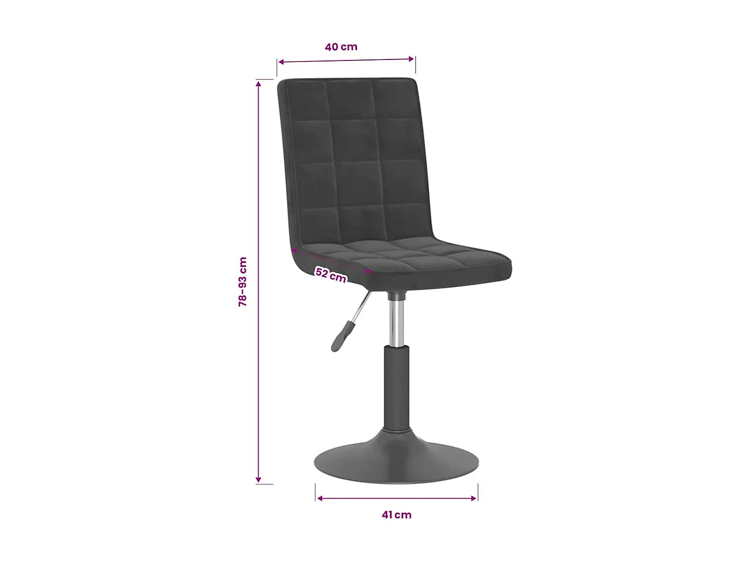 Chaises pivotantes à manger lot de 4 noir velours