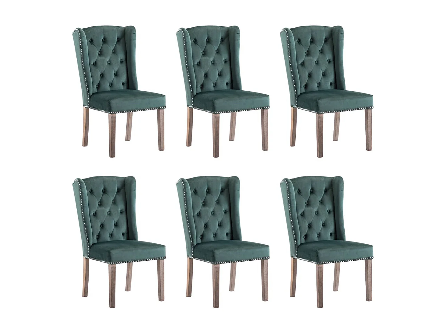 Chaises à manger lot de 6 vert foncé velours