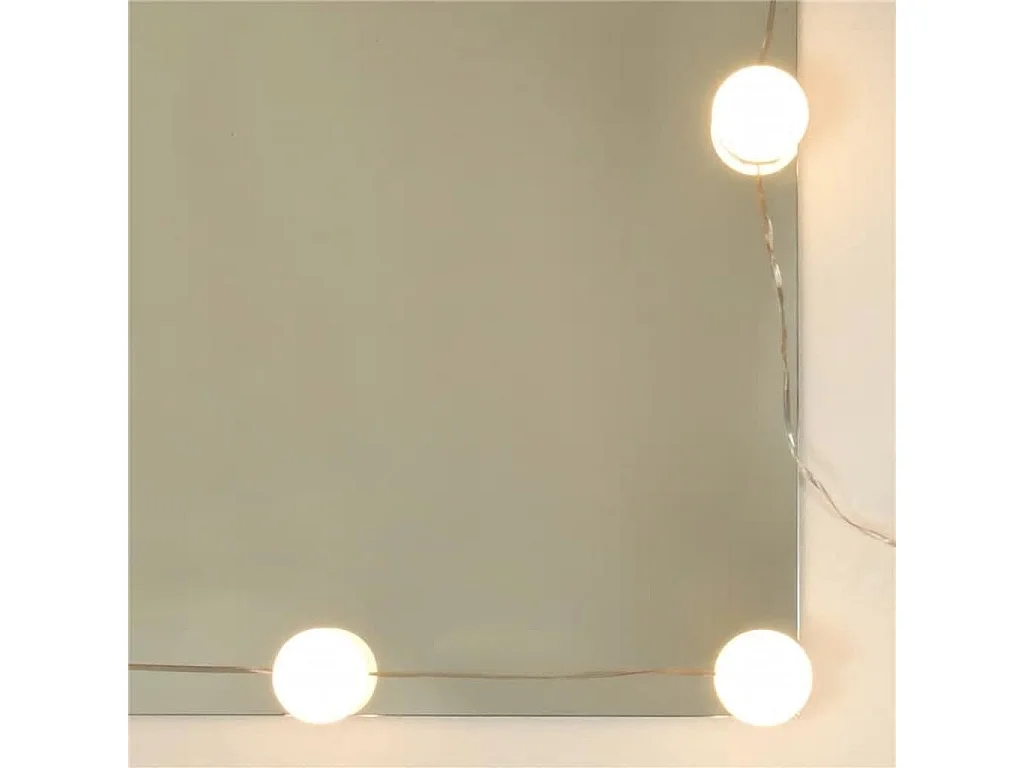 Juego de tocador con LED madera contrachapada blanco brillante
