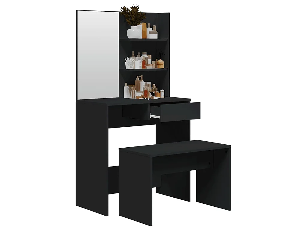 Ensemble de coiffeuse noir 74,5x40x141 cm